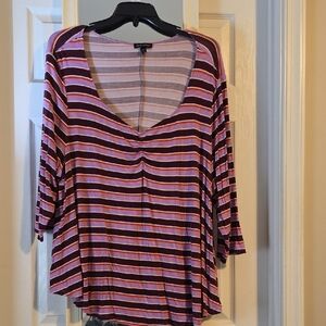 Striped V-Neck Women's Top